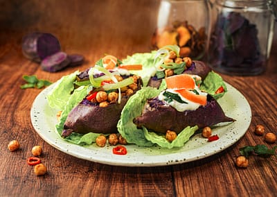 Loaded Baked Purple Sweetpotatoes