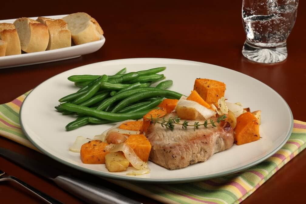 Sheet Pan Pork Chops and Sweetpotatoes