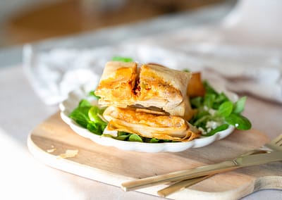Sweetpotato, dried tomato and goat’s cheese bricks